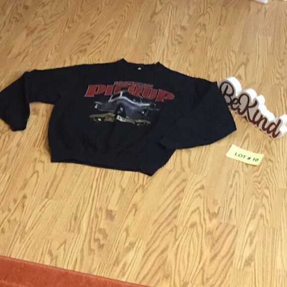 Vintage COVINGTON mens sweatshirt in size large black with truck graphics - Picture 1 of 9